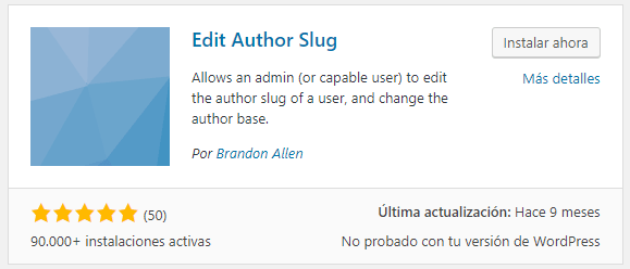 Plugin Edit Author Slug para instalar en WordPress.org